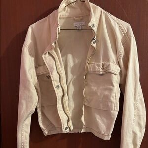 Topshop Cream Cropped Utility Jacket Durable Cotton Style